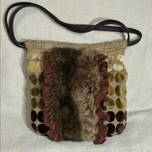 Unique Handmade Multi-Color Fur Accent Shoulder Bag